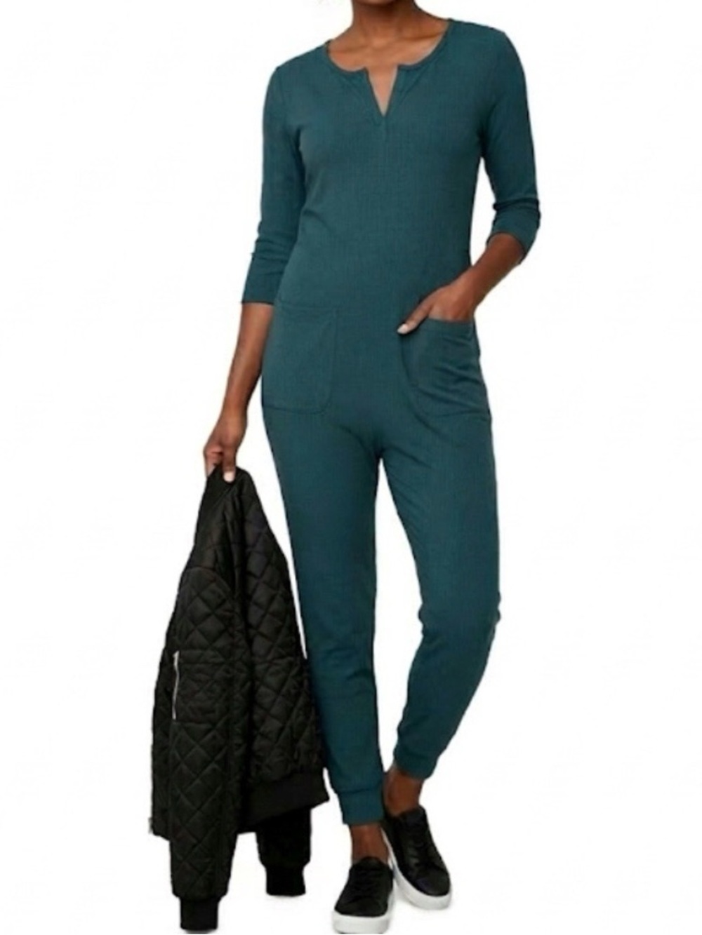 Smash & Tess Monday Romper Jumpsuit Size Extra Large Evergreen Longsleeve Jogger